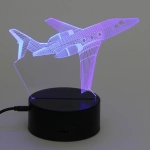 Светильник ночник «3D-Самолёт» на пластиковой подставке, с включателем USB