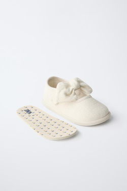 ZARA ТУФЛИ С БАНТОМ BAREFOOT, ЭКРЮ