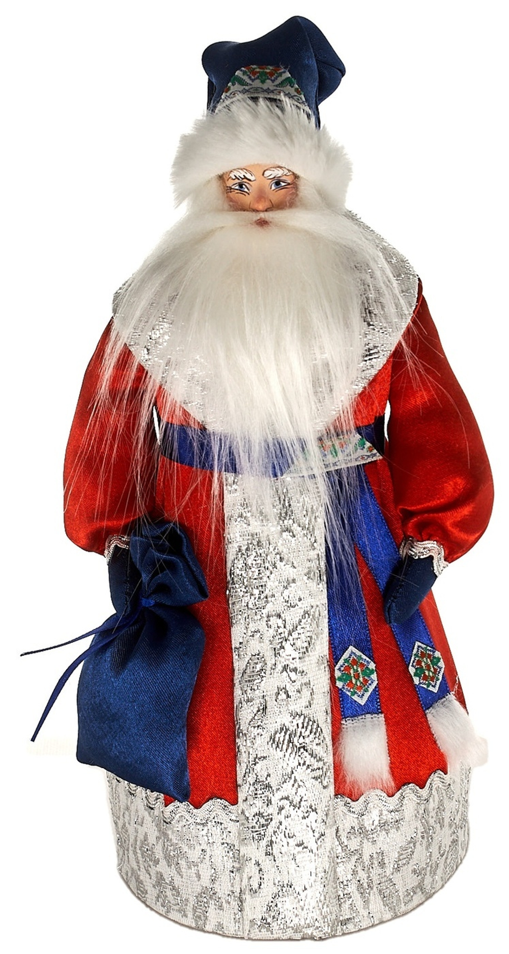 Фарфоровая кукла коллекционная  Дед Мороз c мешком подарков. Новогодняя игрушка под ёлку ручной работы