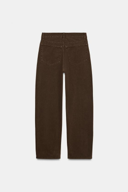 ZARA ДЖИНСЫ TRF BAGGY СО СРЕДНЕЙ ПОСАДКОЙ, КОРИЧНЕВЫЙ