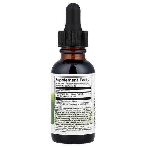 Swanson, Жидкий экстракт серенои, без спирта и сахара, 29,6 мл (1 жидк. унц.)