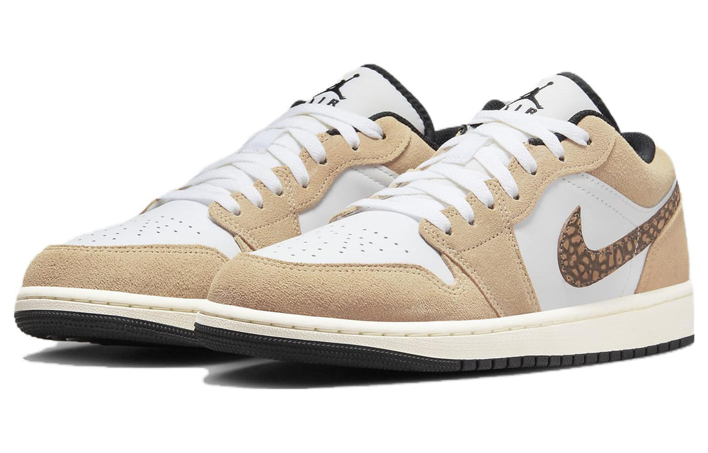 Jordan Air Jordan 1 Low SE "Brown Elephant" synthetic leather non-slip wear-resistant low-top retro basketball shoes white brown