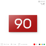 Табличка с номером 90 на дверь квартиры, для офиса, кабинета, аудитории, склада, красная 120х70 мм, Айдентика Технолоджи