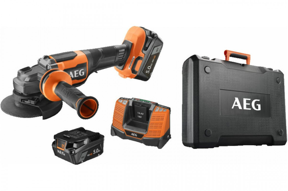 Углошлифмашина аккумуляторная AEG BEWS18-125BLPX2-502C 4935480858 125 мм