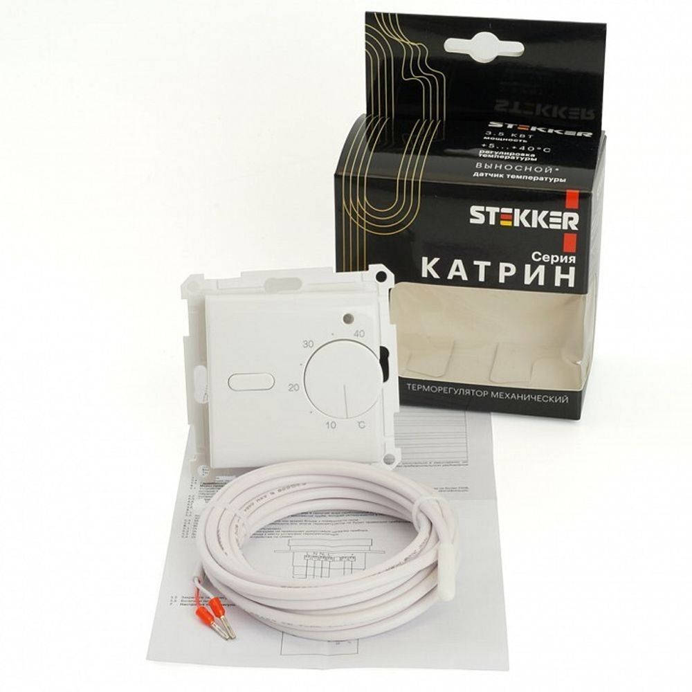 Терморегулятор электромеханический для теплого пола без рамки Stekker Катрин 49740