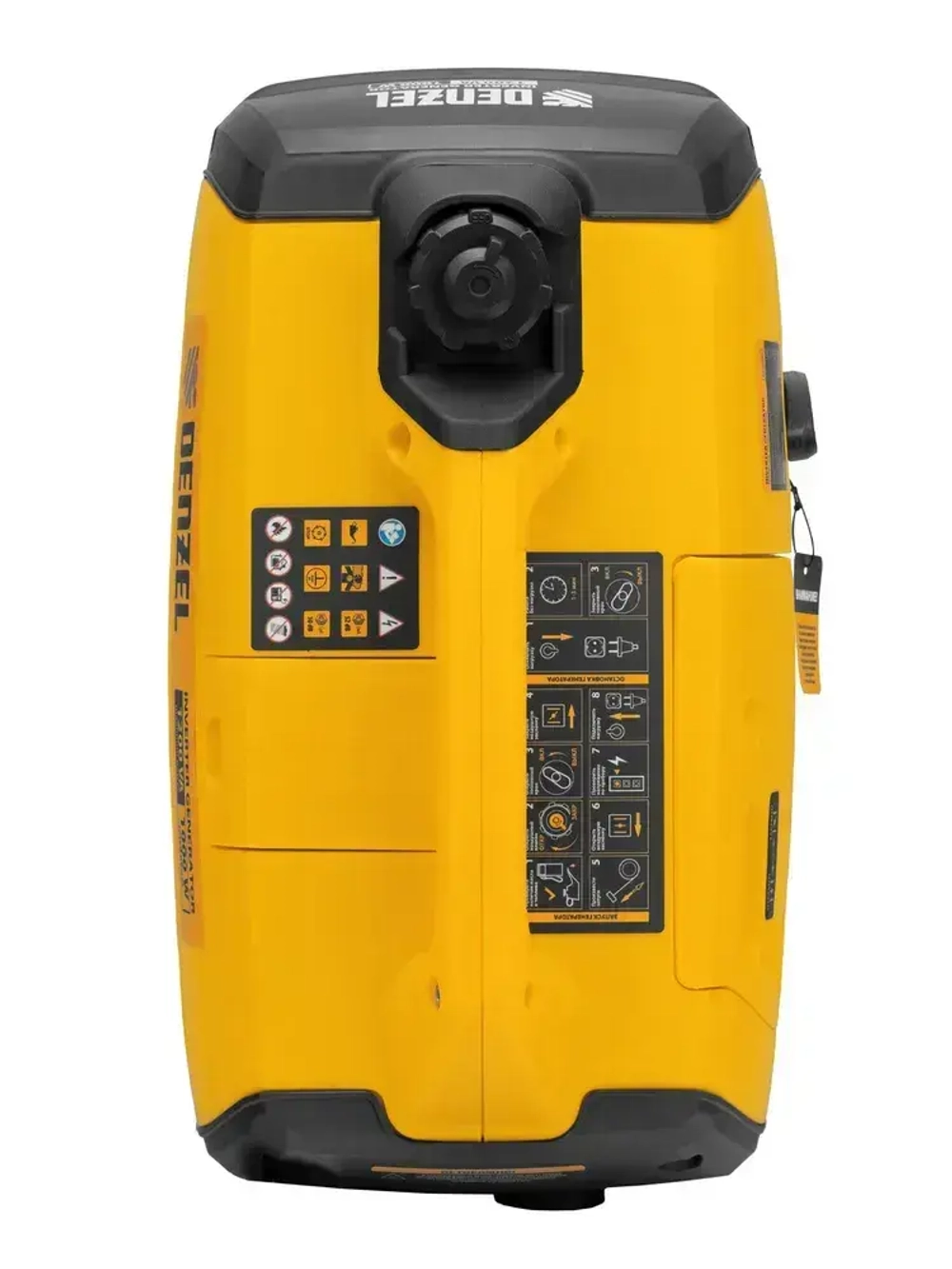 Генератор инверторный DENZEL GT-1200iS, 1.2 кВт и 53.5 см3 объем двигателя, 2.4 л объем топливного бака, ручной стартер и режим ECO, 1 розетка и выход постоянного тока 12 В, 94701