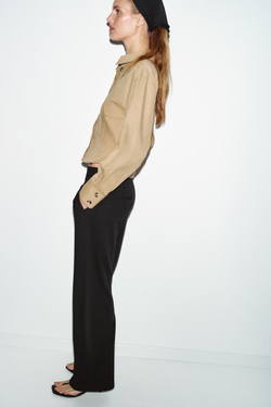 ZARA ПРИТАЛЕННАЯ РУБАШКА ИЗ МЯГКОЙ ТКАНИ, РЫЖЕВАТО-КОРИЧНЕВЫЙ