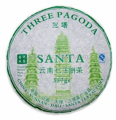 0474к Чай прессованный зеленый Пуэр Шэн "Саньта", ци цзы бин 357 гр