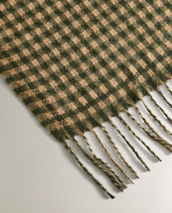 Zara Home - Клетчатый плед с бахромой, зеленый, 220x240 см