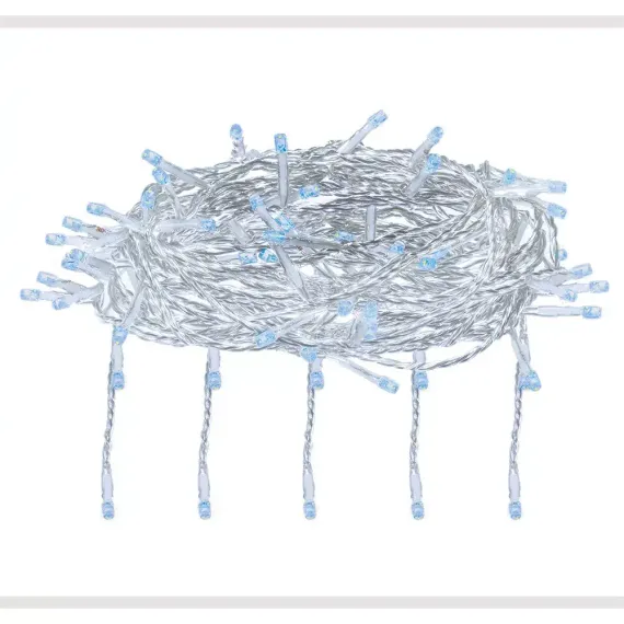 Светодиодный занавес 156 холодных белых LED ламп, 1.5*1.5 м., 220В, 8 режимов, прозрачный провод, Vegas (55078)