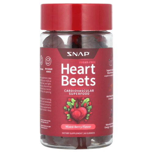 Snap Supplements, Сердце из свеклы, ягодное ассорти, 60 жевательных мармеладок