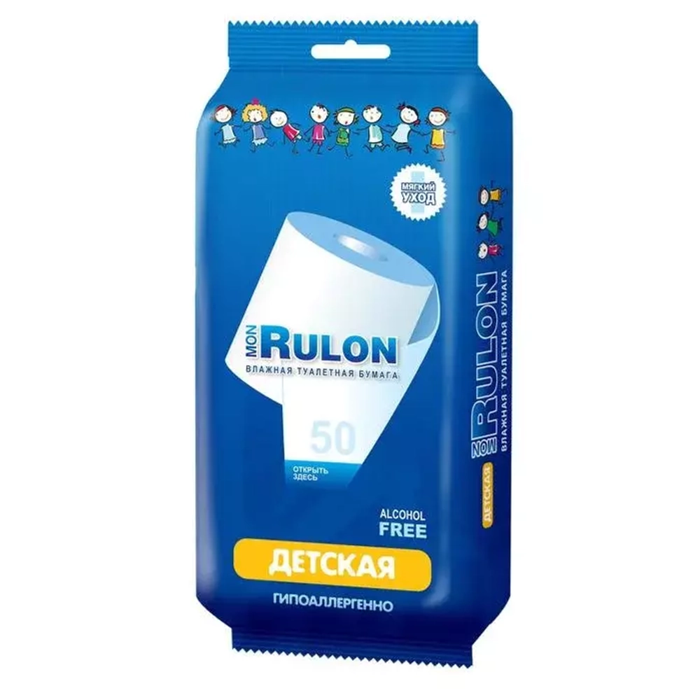 Mon Rulon  50 шт Влажная туалетная бумага детская *28