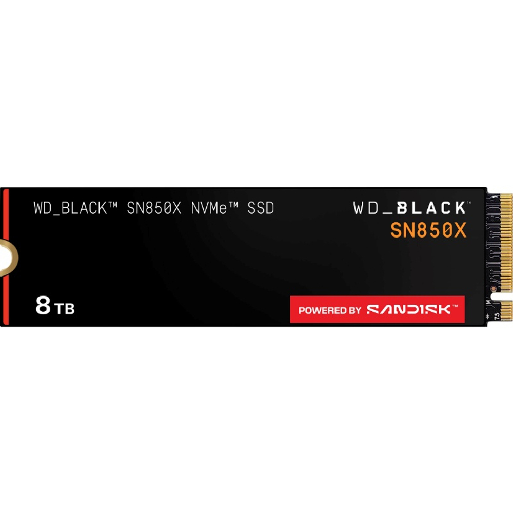 Твердотельный накопитель SSD 8Tb Western Digital Black SN850X M2.2280 PCIe 4.0, 7200MBs/6600MBs, TBW 4800