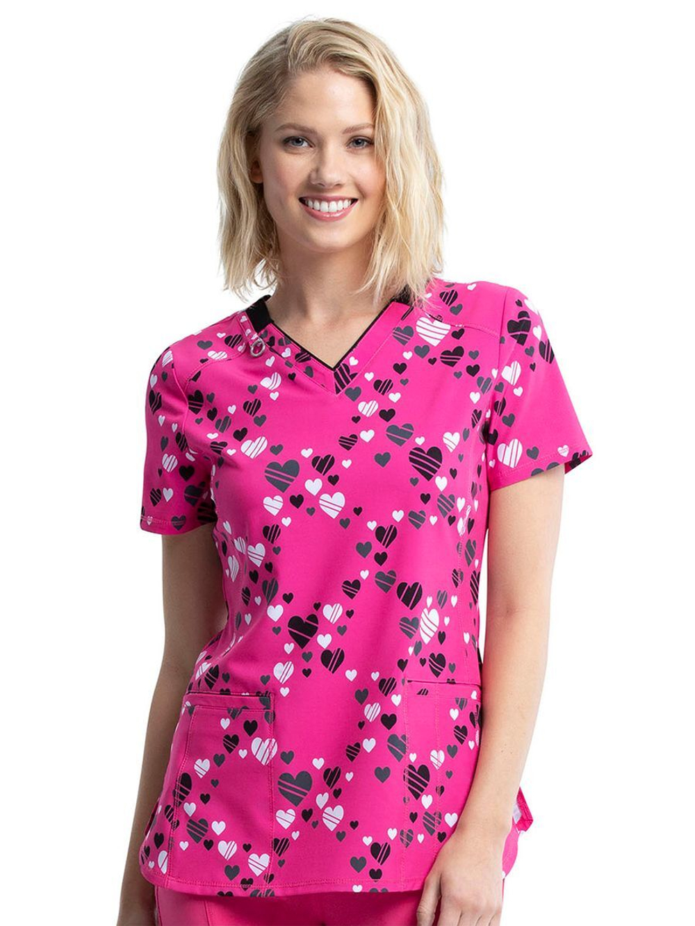 Топ медицинский женский Cherokee CK634, сердечки, XS