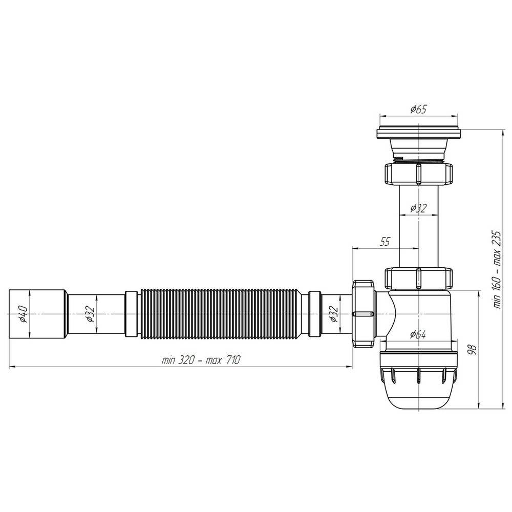 Сифон 1 1/4*32 Ani Юнг с гофрой 32*32*40 BM1015 АНИ пласт