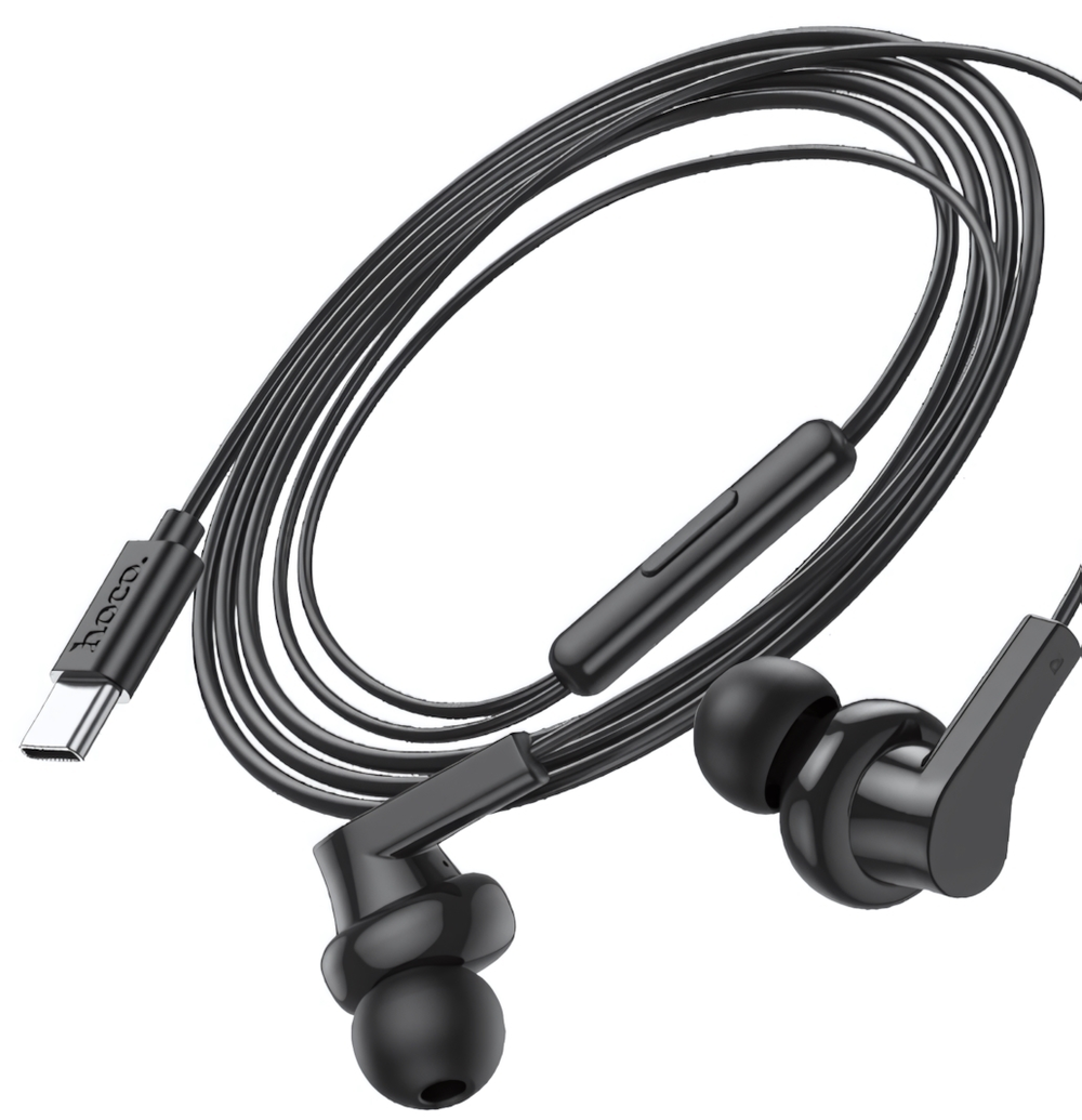 Гарнитура HOCO M114, вакуумные, разъем Type-C, кабель 1.2 м Black
