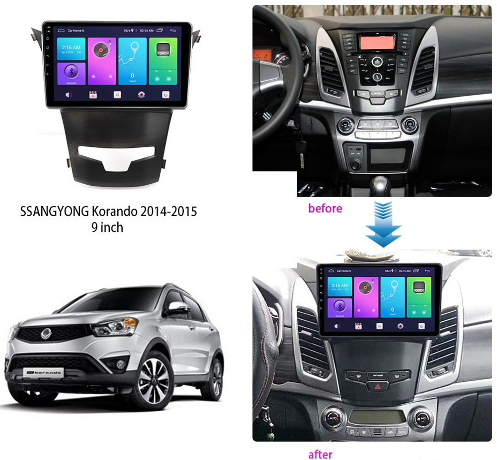 Магнитола для SsangYong Actyon II 2013-2021 - Carmedia SF-9082 IPS, Android 10, 8 ядер (TS18), 4G SIM-слот