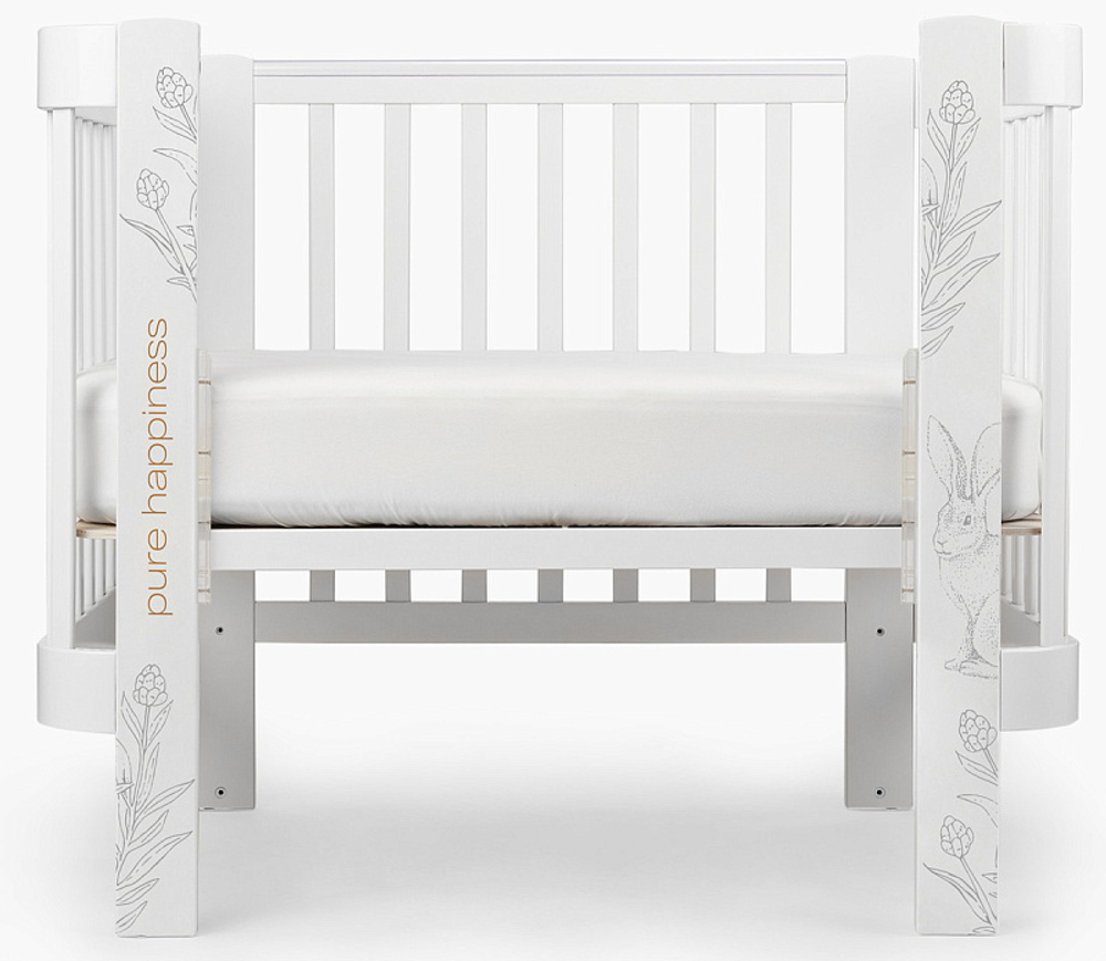 Детская кроватка-трансформер Happy baby Mommy Love в комплекте с расширением 160х70 white