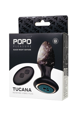Черная анальная вибровтулка Tucana с ротацией и управлением через приложение
