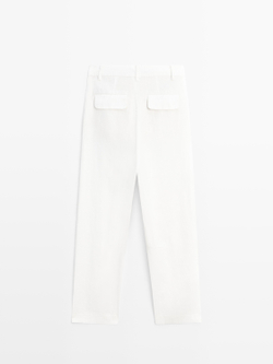 Massimo Dutti Льняные брюки морковного кроя, белый