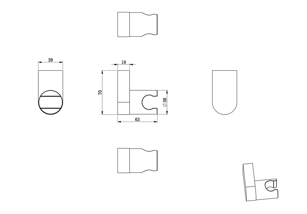 Настенный держатель WONZON & WOGHAND, Черный матовый (WW-994207-MB)