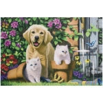 Алмазная мозаика на подрамнике с полным заполнением «МИР ЯРКИХ КРАСОК», Филя с милыми друзьями, 20*30 см