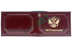 Обложка для удостоверения Уголовный розыск со значком, кожа, черная
