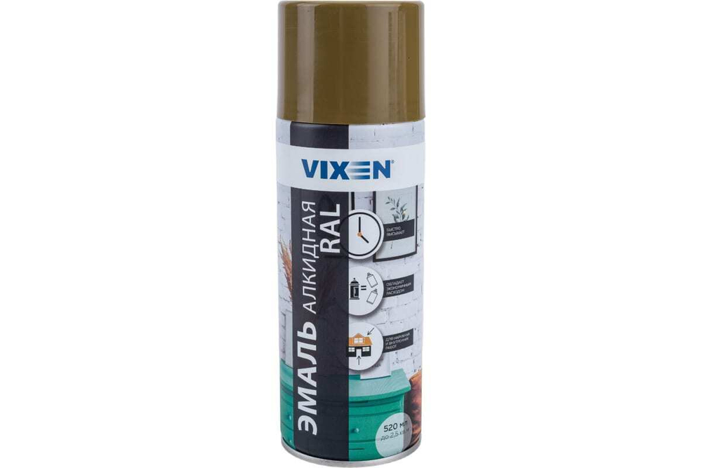 Эмаль алкидная Vixen RAL7008 хаки (520мл) аэрозоль