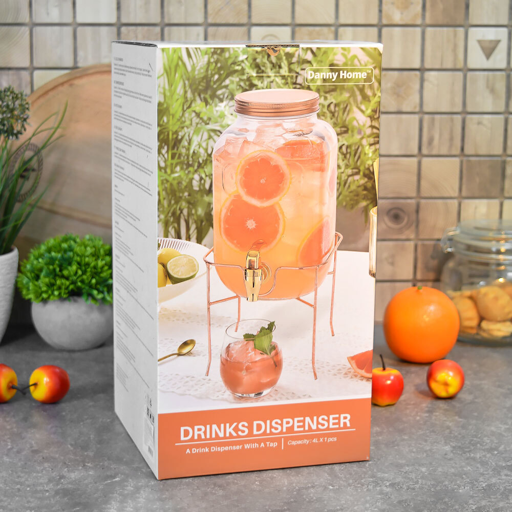 Диспенсер для напитков 4л на металлической подставке