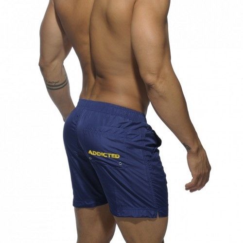 Мужские шорты удлиненные синие с желтыми шнуркамиAddicted Sport Shorts Navy