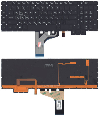 Клавиатура для ноутбука HP Omen 17-AN черная с подсветкой