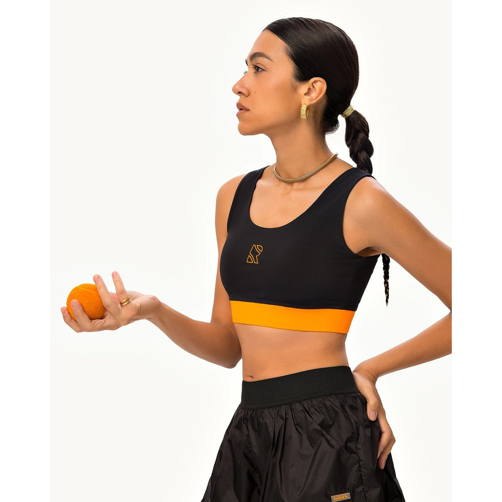 ОДЕЖДА ДЛЯ ТЕННИСА Женская, Топ RAQUETA BRIGHT AND BLACK .