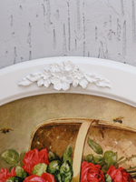 Декор для стены картина в овальной раме с лепниной 27*37 см