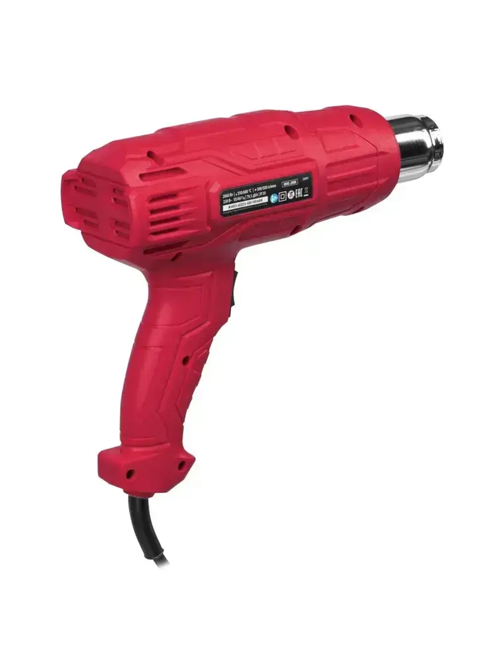 Фен строительный MTX MHG-2000, 2000 Вт, 350-600 градусов, защита от перегрева, корпус нагревательного элемента из жаростойкой слюды, фен технический, 28081