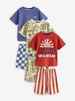 Пижама для мальчика Next AK0-016, 3 шт., Синий, Бежевый, Кирпичный