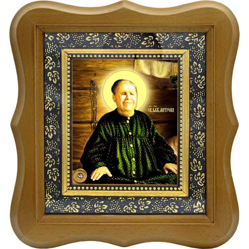 Икона Святой Матроны Московской на холсте с мощевиком.