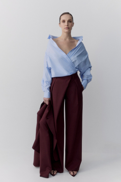 Рубашка свободного кроя из хлопка голубой