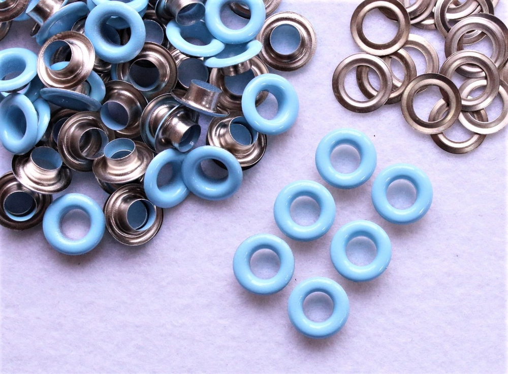 Люверс №5 (8мм), цвет- Светло-голубой, эмаль/сталь, уп.-10 шт