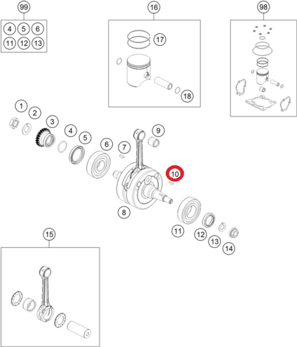 Шпонка KTM, HQV, GASGAS DIN6888-3X5X13