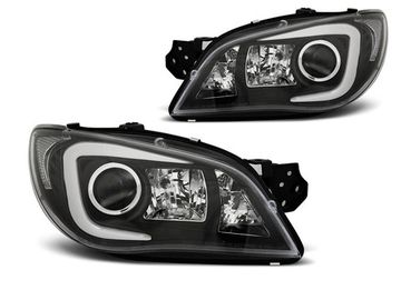 Передние фары tube light black для Subaru Impreza II GD 06-07