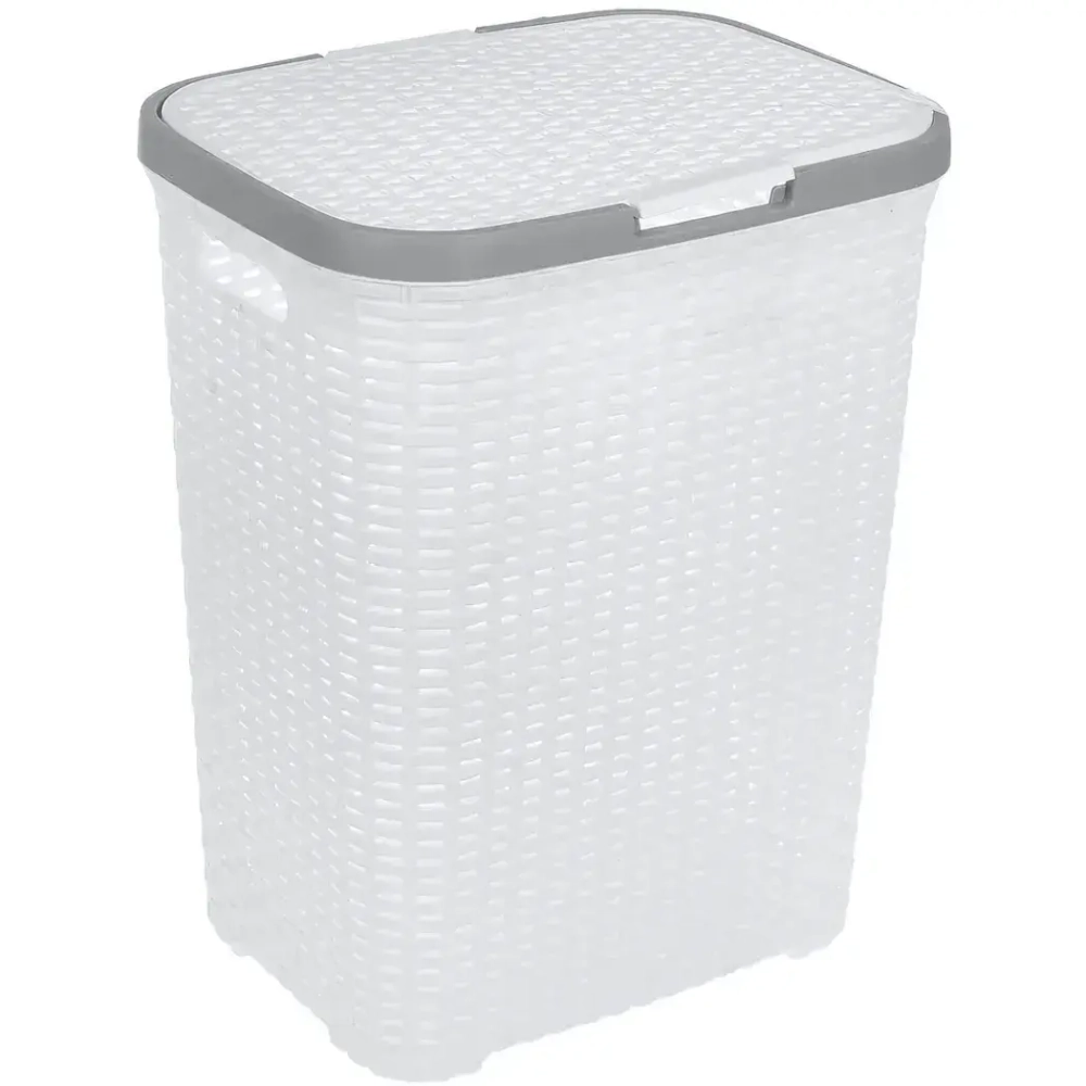 Корзина для белья 40л. с крышкой белая