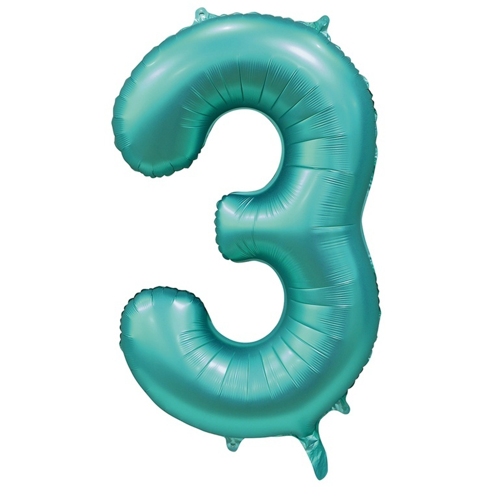 Шар ЦИФРА 3 Сатин Teal 40" 102 см