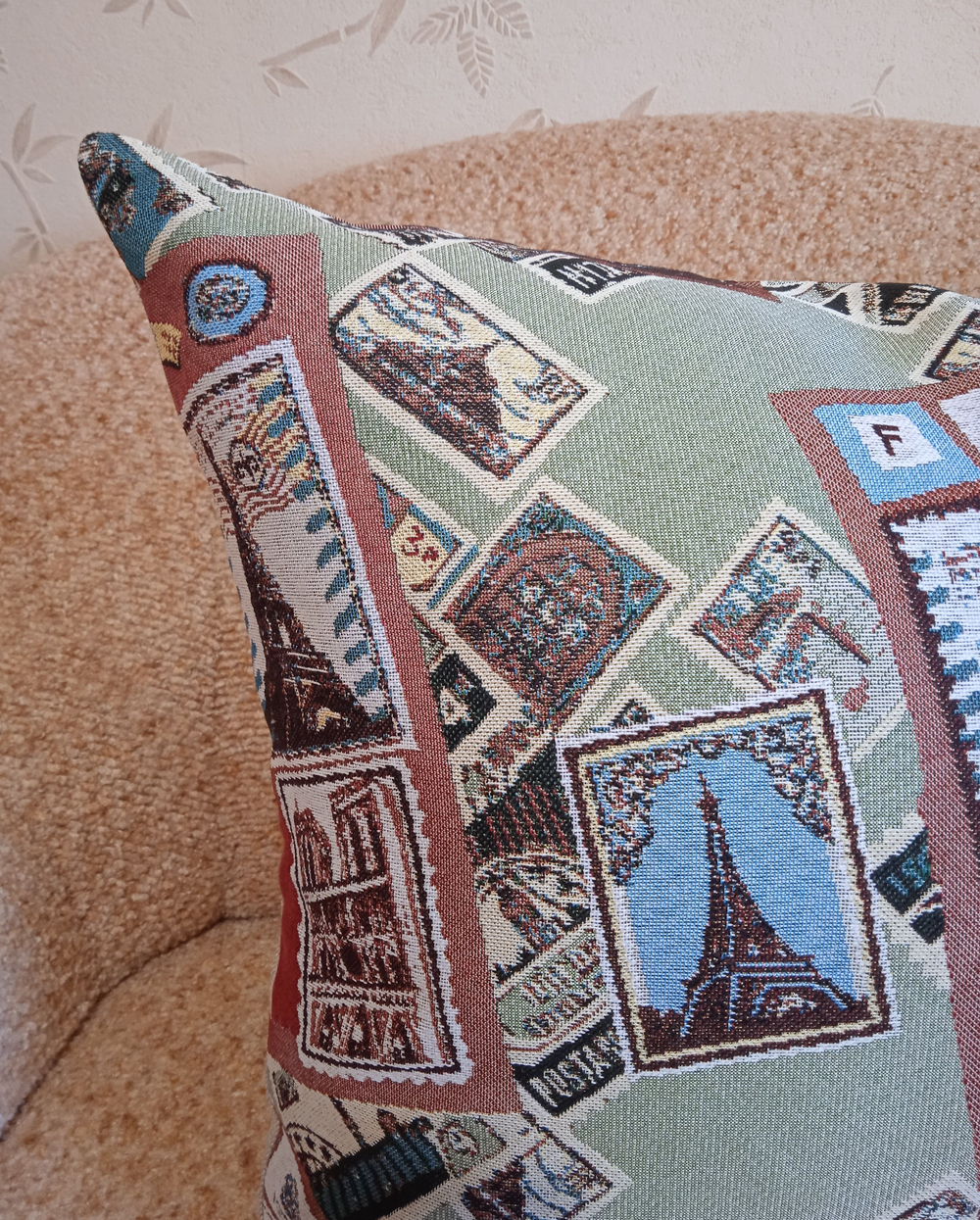 Декоративная гобеленовая наволочка для интерьерной подушки Путешествие 68х47