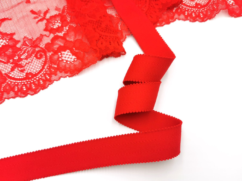 Бретелечная резинка с фестонами, Lauma, 25мм, красная (Арт: BR610/25-100), м