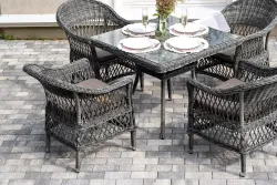 "Сицилия" обеденная группа плетеная, цвет графит
