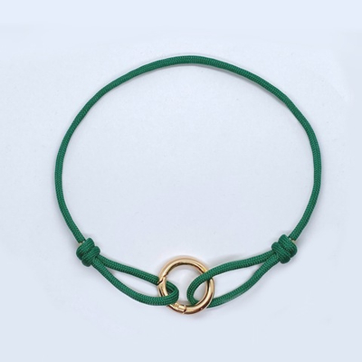 Ошейник для адресника Green в золотым замком-карабином