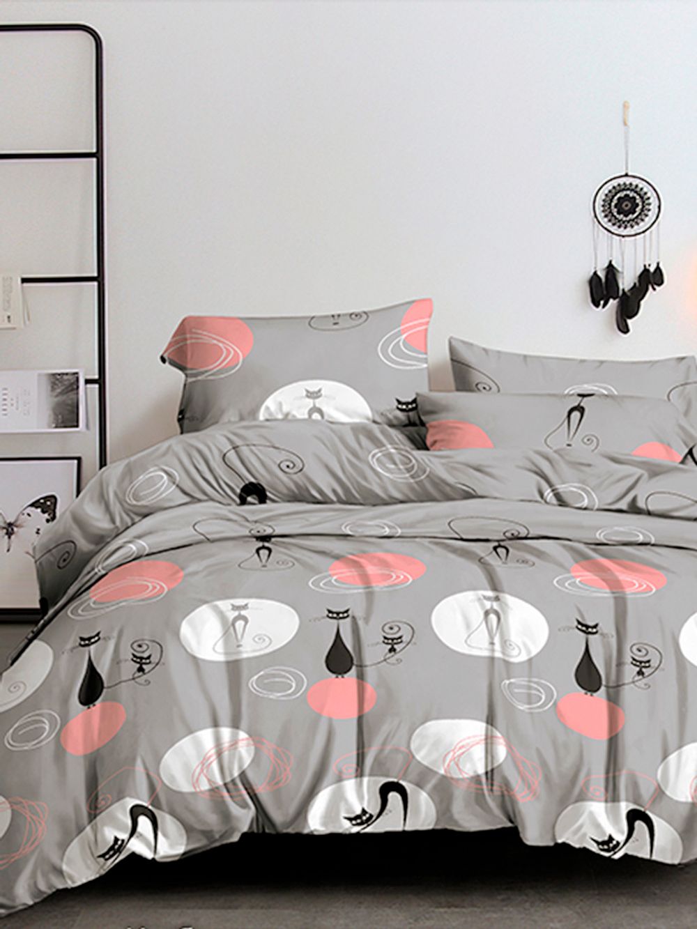 Постельное белье Полисатин Simple House "Bandy" евро Наволочка 50х70 см 2 шт Простынь 240x215 см Пододеяльник 200x215 см