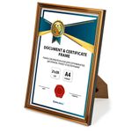 Рамка 21х30 см небьющаяся, багет 15 мм, пластик, BRAUBERG "Respect", бронзовая, 391270