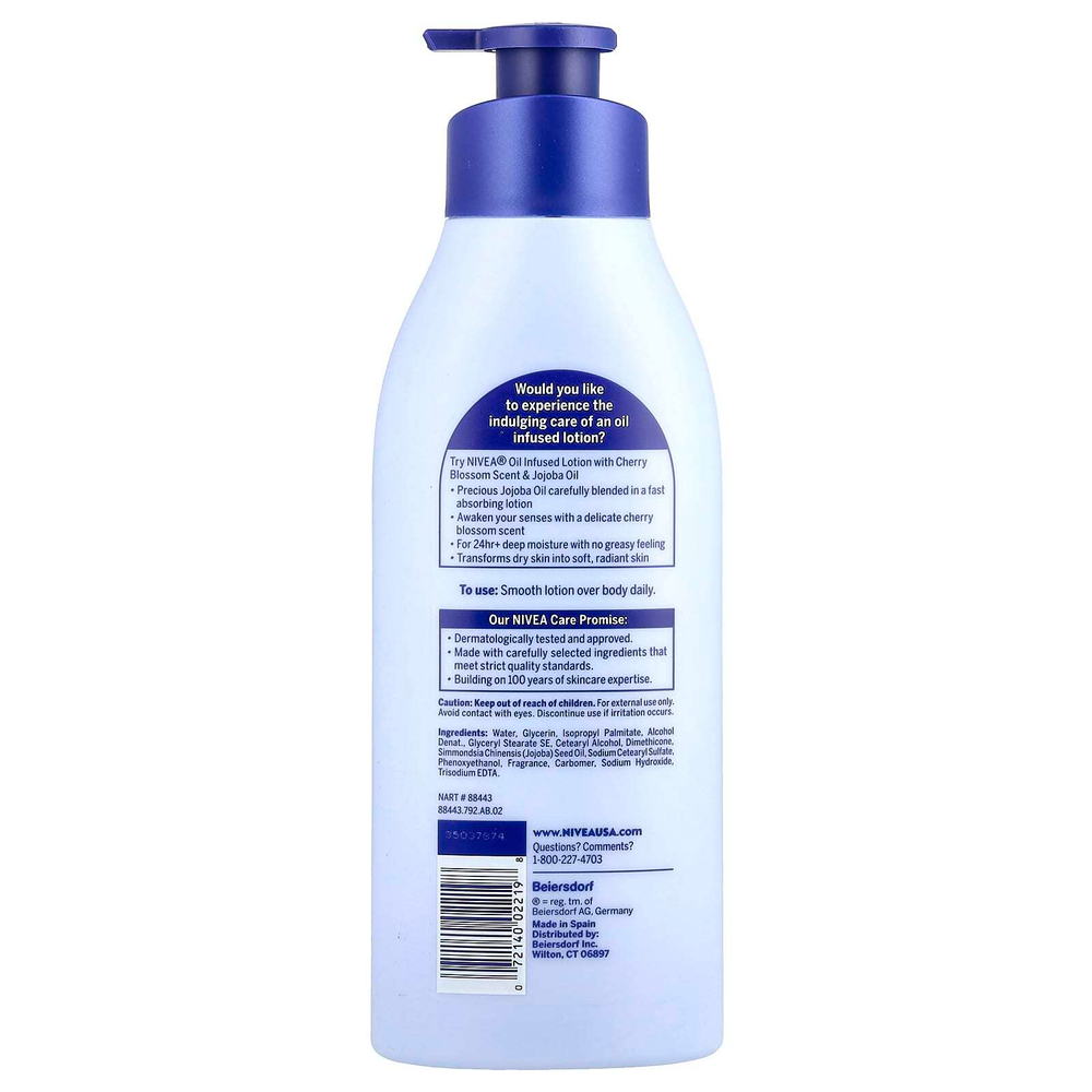 Nivea, Oil Infused Lotion, масло цветков вишни и жожоба, 500 мл (16,9 жидк. унц.)