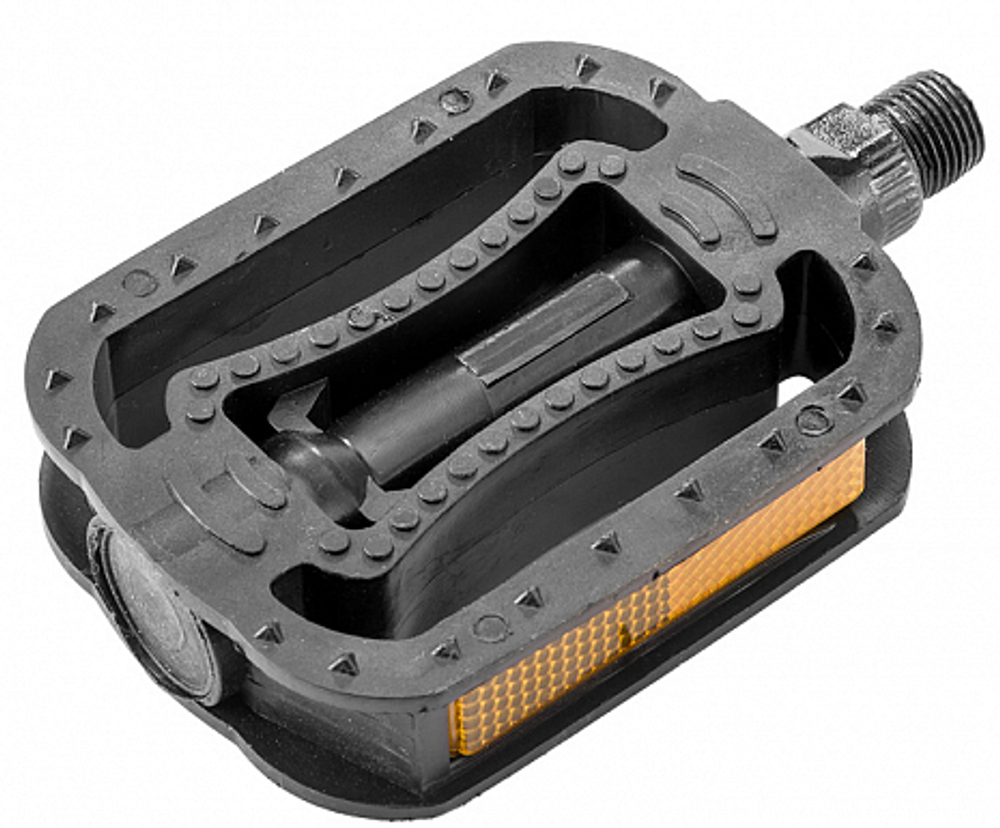 Педали JD-187 HUABEI, ось 9/16" со светоотражателями, пластиковые чёрные